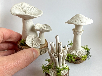 Mushrooms made of air dry clay