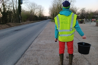 Toad patrol volunteer by Rebecca Neal