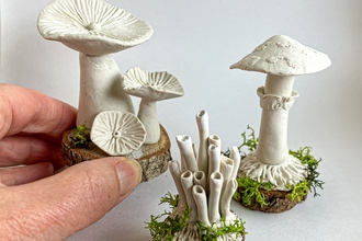 Mushrooms made of air dry clay