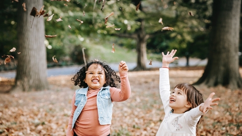 From pexels.com children playing with leaves