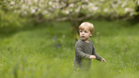 Toddler in the grass by Jon Hawkins - Surrey Hills Photography