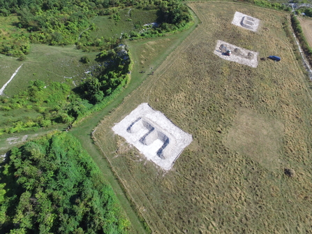 Arial view of the banks being built