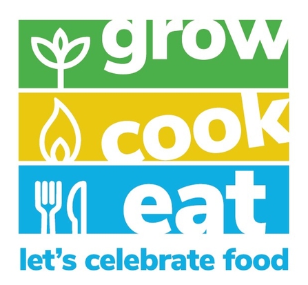 Grow, cook, eat logo.